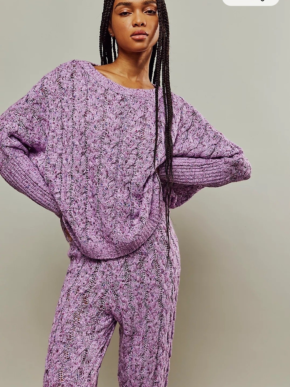 Intimately Free People Under The Mistletoe Cable Knit Lounge Set XL Lavender FP